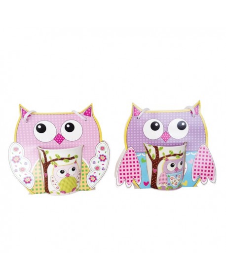 Taza búhos con bolsa de regalo con referencia DIS-2690 y un precio de 4,65 € de la sección regalos para niños