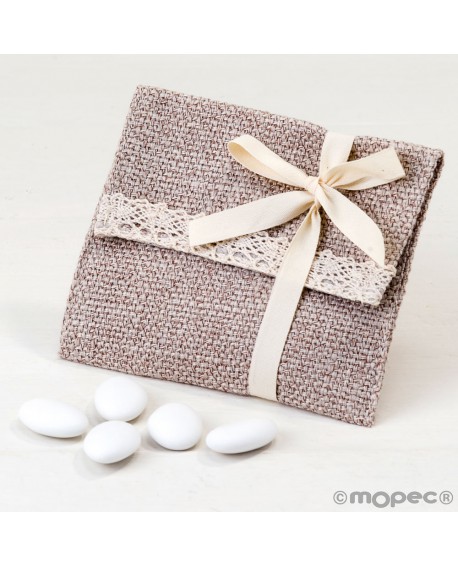 Bolsita de algodón en marrón con velcro con peladillas. con referencia MOP-AP823.19 y un precio de 2,50 € de la sección detal...
