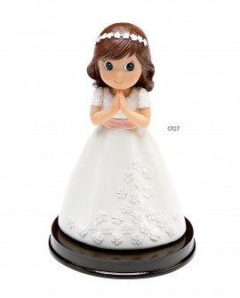 Figura para tarta niña de comunión con vestido de flores con referencia DOP-1707 y un precio de 9,15 € de la sección figura d...