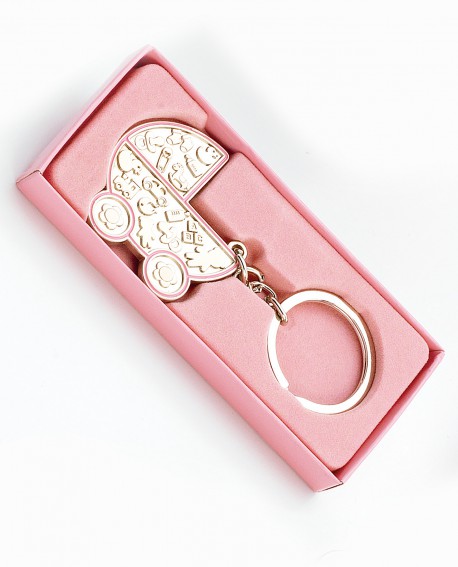 Llavero de carrito rosa de bebé. con referencia DOP-1487 y un precio de 2,20 € de la sección detalles para bautizo