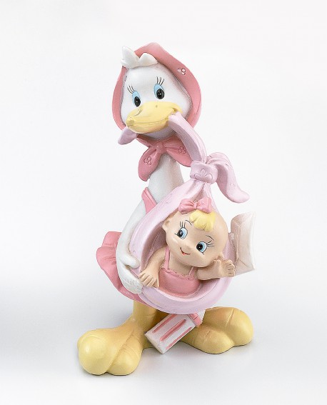 Figura de tarta para bautizo con cigüeña rosa cartera. con referencia DOP-1510 y un precio de 5,30 € de la sección figura de ...