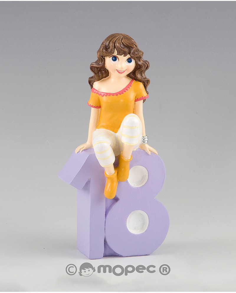 Figura para tarta de 18 cumpleaños de chica informal.