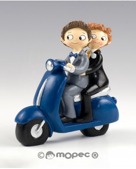 Figura para tarta novios en moto con referencia MOP-Y830 y un precio de 26,15 € de la sección Detalles para bodas gays