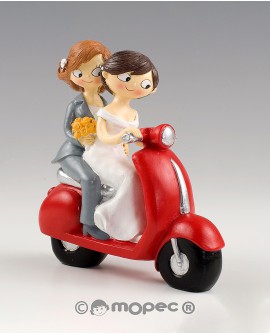 Figura para tarta de novias en moto con referencia MOP-Y961 y un precio de 26,15 € de la sección Detalles para bodas gays