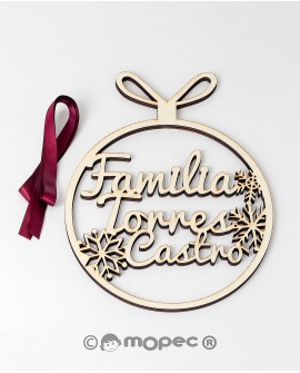 Bola de madera personalizable con doble apellido para árbol. con referencia MOP-NW520 y un precio de 36,00 € de la sección Re...