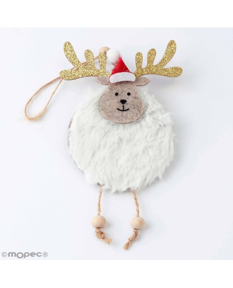 Reno colgante con gorro de Papa Noel con referencia MOP-NA37 y un precio de 2,40 € de la sección Regalos y objetos para la na...