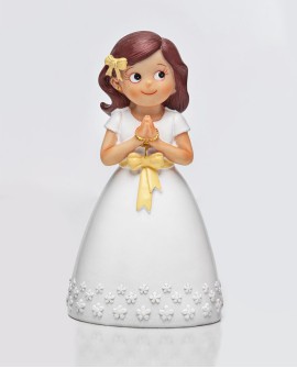 Figura para tarta niña de comunión lazo crema con referencia DOP-1762 y un precio de 9,40 € de la sección figura de tarta de ...