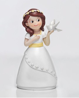 Figura para tarta niña de comunión con paloma con referencia DOP-1766 y un precio de 9,40 € de la sección figura de tarta de ...