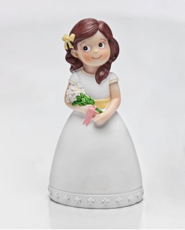 Figura para tarta niña de comunión con ramo con referencia DOP-1767 y un precio de 9,40 € de la sección figura de tarta de co...