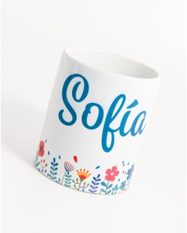 Taza personalizada jardín de flores con nombre para invitados infantiles con referencia PAR-taza flores y un precio de 4,20 €...