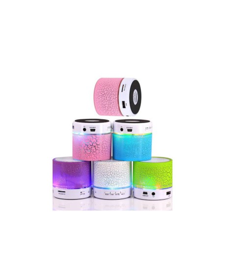 Mini altavoz bluetooth con luz de led, radio y puerto usb para niños