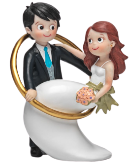 Figura tarta novios en alianza con referencia DOP-2408 y un precio de 27,30 € de la sección figura de tarta de boda