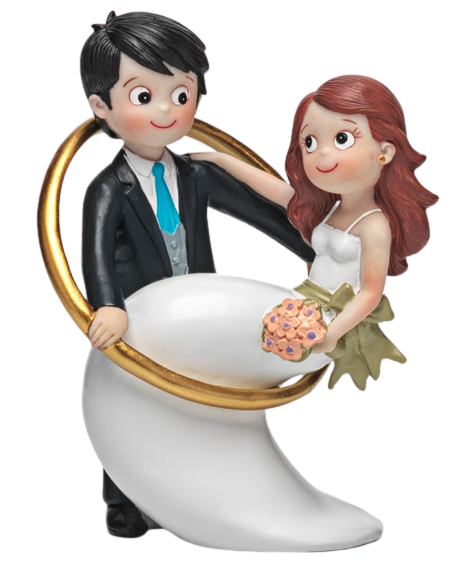Figura de tarta novios en alianza con referencia DOP-2408 y un precio de 27,30 € de la sección figura de tarta de boda