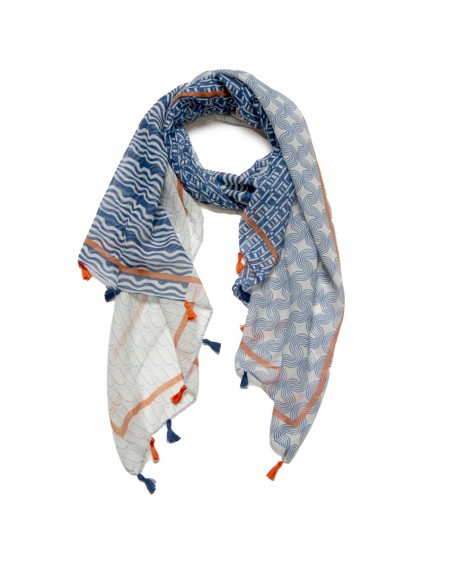 Foulard tonos azules con borlas firma Tantrend. con referencia TAN- 3621854 y un precio de 15,00 € de la sección complementos...