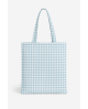 Bolso shopping de tela – Cuadros azul celeste