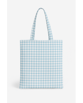 Bolso shopping de tela – Cuadros azul celeste