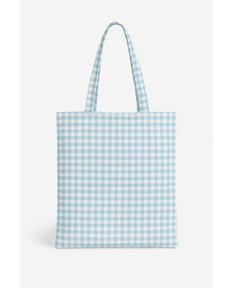 Bolso shopping de tela – Cuadros azul celeste