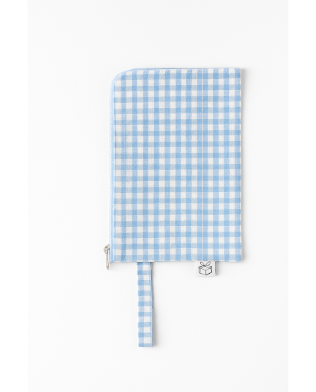 Neceser de tela – Cuadros azul celeste y blanco