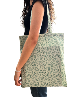 Bolso shopping de tela – Estampado floral verde