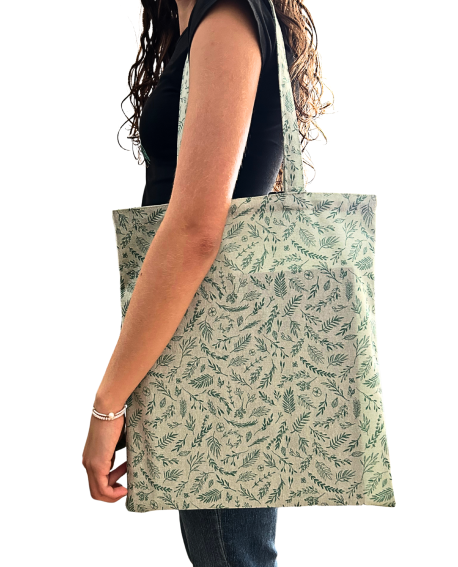 Bolso shopping de tela – Estampado floral verde