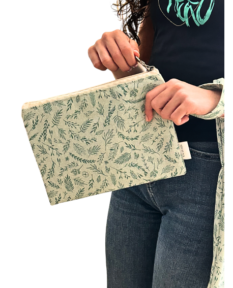 Neceser de tela – Estampado floral verde