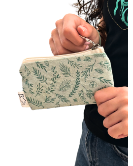 Monedero de tela – Estampado floral verde