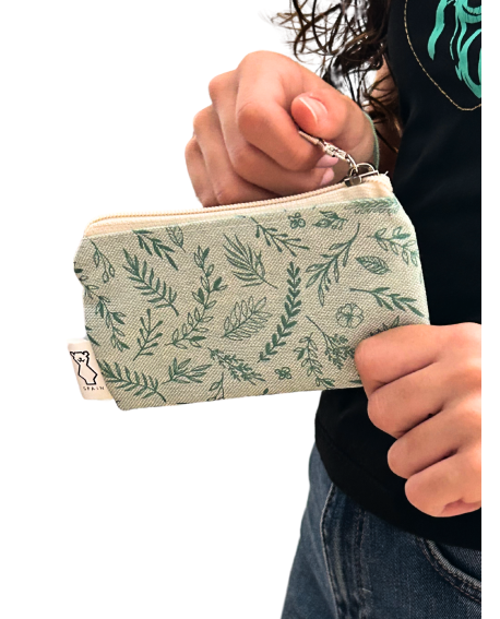 Monedero de tela – Estampado floral verde
