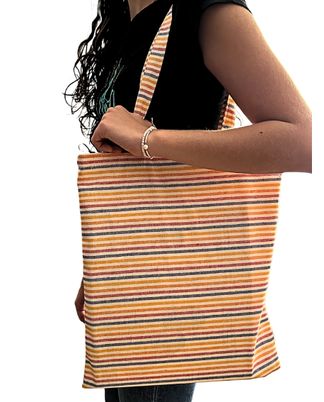 Bolso shopping de tela – Rayas multicolor