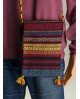 Bolso artesanal tipo alforja - Doble bolsillo con flecos y bandolera trenzada