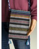 Bolso artesanal tipo alforja - Modelo en tonos azules - Doble bolsillo con flecos
