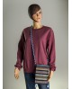 Bolso artesanal tipo alforja - Modelo en tonos azules - Doble bolsillo con flecos