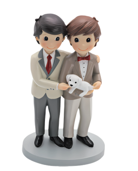Figura tarta boda chicos con perrito – traje claro con referencia DOP-2053 y un precio de 30,95 € de la sección Detalles para...