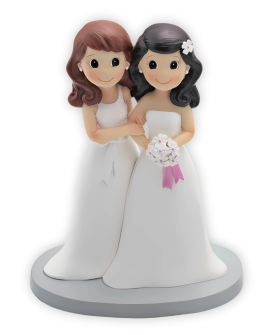 Figura tarta boda chicas – mirada cómplice y ramo blanco con referencia DOP-2054 y un precio de 30,95 € de la sección Detalle...