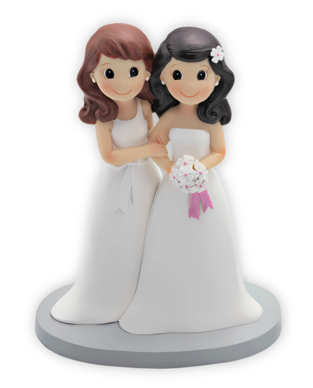 Figura tarta boda chicas – mirada cómplice y ramo blanco con referencia DOP-2054 y un precio de 30,95 € de la sección Detalle...