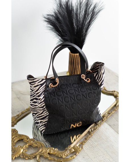 Bolso shopper Noco negro animal print
