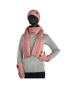 Conjunto gorro, bufanda y guantes Lois rosa palo con referencia ARS - 615302 y un precio de 44,95 € de la sección Colección L...