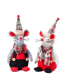 Pareja de ratoncitos navideños con bufanda y pajarita con referencia MOP-A78 y un precio de 7,60 € de la sección Regalos y ob...