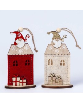 Colgantes casitas navideñas con Papá Noel en fieltro con referencia MOP-NW68 y un precio de 1,60 € de la sección Regalos y ob...