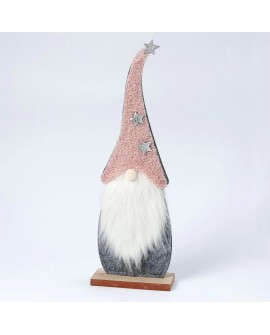 Gnomo decorativo con gorro rosa y base de madera con referencia MOP-NA136 y un precio de 5,50 € de la sección Regalos y objet...