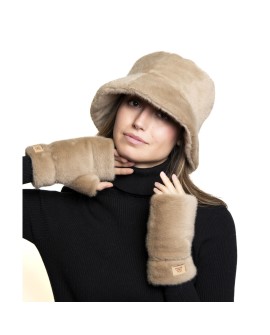 Pack sombrero bucket y guantes mitón de pelo sintético con referencia TAN- conj y un precio de 38,00 € de la sección Pañuelo...