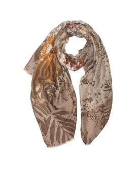 Foulard marrón con estampado vegetal abstracto con referencia TAN-03621930 y un precio de 13,50 € de la sección Pañuelos y go...
