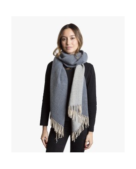 Pashmina reversible azul claro y azul jean con efecto crinkle con referencia TAN-03621939/3 y un precio de 27,10 € de la secc...