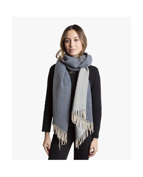 Pashmina reversible azul claro y azul jean con efecto crinkle con referencia TAN-03621939/3 y un precio de 27,10 € de la secc...