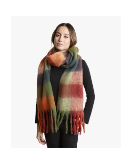 Bufanda multicolor de cuadros con flecos largos con referencia TAN-03621954 y un precio de 20,30 € de la sección Pañuelos y g...