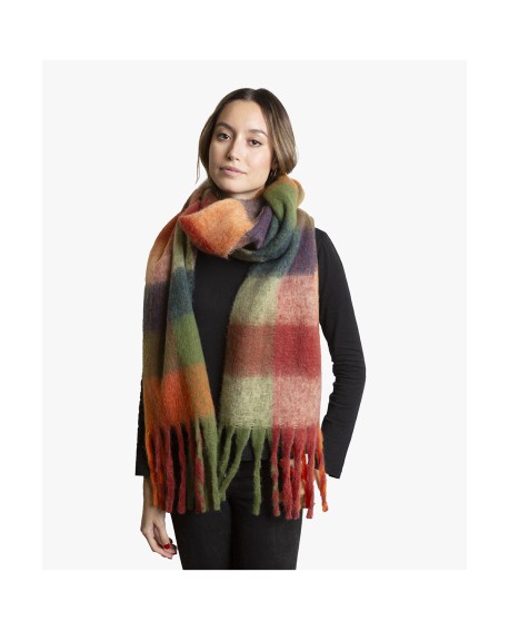Bufanda multicolor de cuadros con flecos largos con referencia TAN-03621954 y un precio de 20,30 € de la sección Pañuelos y g...