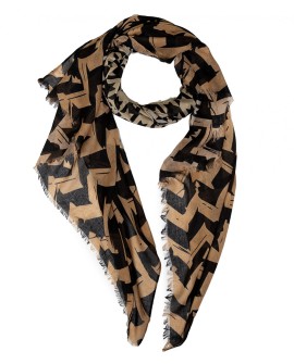 Foulard estampado zigzag y pata de gallo en verde o beige con referencia TAN-03621982 y un precio de 11,25 € de la sección Pa...