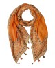 Foulard naranja con estampado geométrico étnico y borlas con referencia TAN-03621999 y un precio de 17,15 € de la sección Pañ...