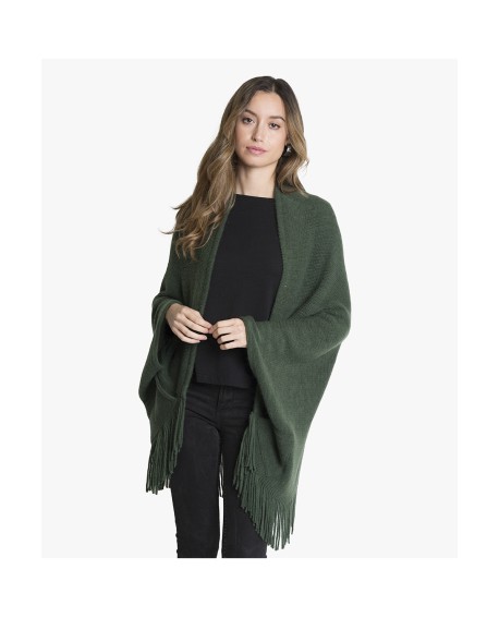 Chaleco tejido verde oscuro con bolsillos y flecos con referencia TAN-03622002/1 y un precio de 36,10 € de la sección Pañuelo...