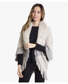 Chaleco beige claro en punto canalé con cuello de pelo sintético con referencia TAN-03622003 y un precio de 36,10 € de la sec...