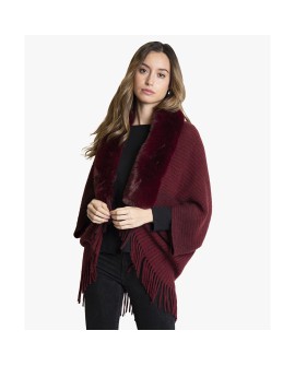 Chaleco granate en punto canalé con cuello de pelo sintético con referencia TAN-03622003/1 y un precio de 36,10 € de la secci...